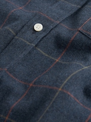 Navy Blue Signature Brushed Flannel Check Shirt - Image 9 of 9