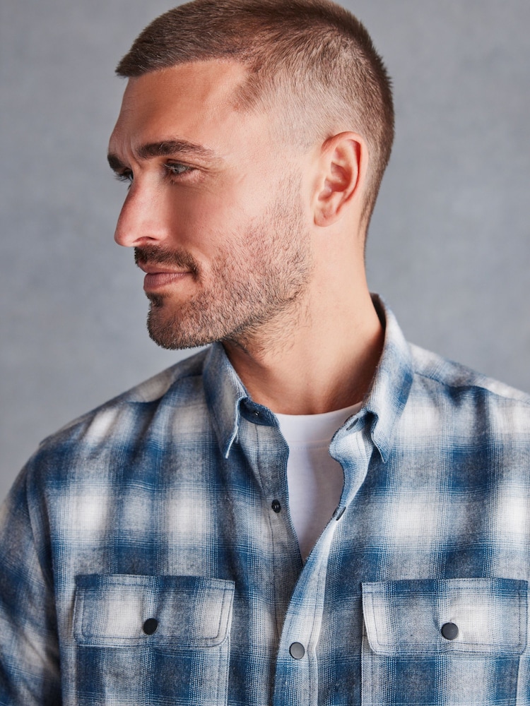 Grey/White Signature Brushed Flannel Check Shirt - Image 1 of 8