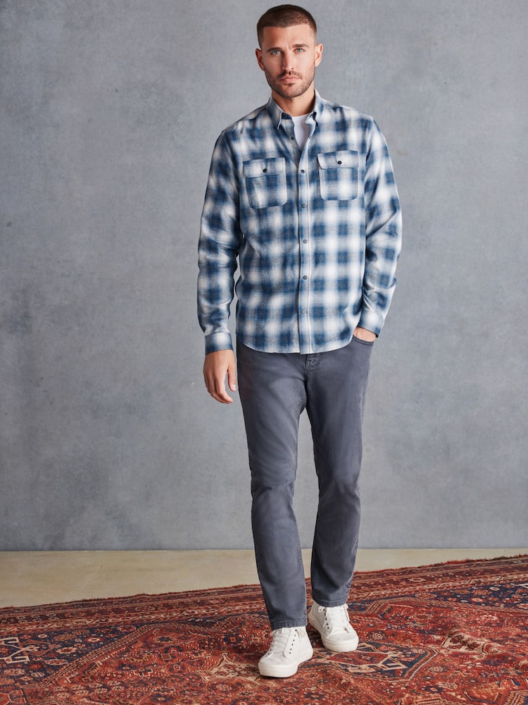 Grey/White Signature Brushed Flannel Check Shirt - Image 2 of 8