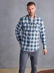 Grey/White Signature Brushed Flannel Check Shirt - Image 3 of 8