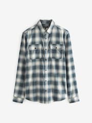 Grey/White Signature Brushed Flannel Check Shirt - Image 6 of 8
