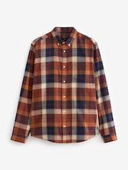 Rust Orange Signature Brushed Flannel Check Shirt - Image 5 of 9