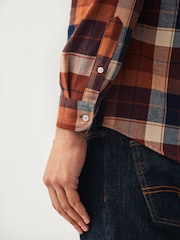 Rust Orange Signature Brushed Flannel Check Shirt - Image 6 of 9