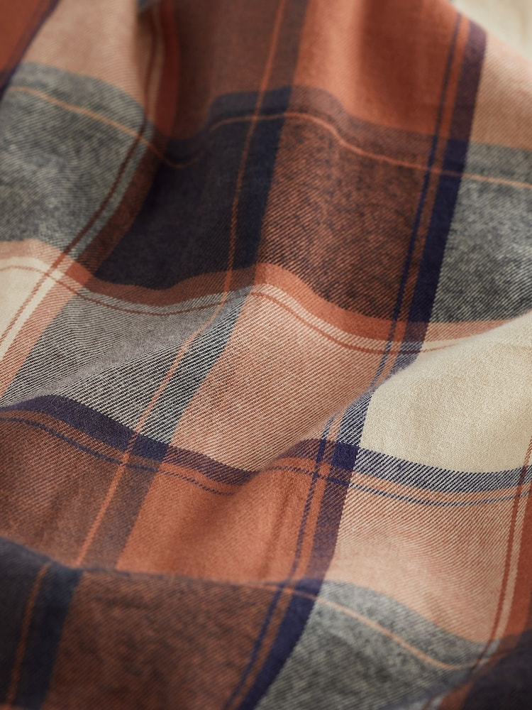 Rust Orange Signature Brushed Flannel Check Shirt - Image 8 of 9