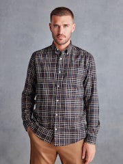 Black Signature Brushed Flannel Check Shirt - Image 1 of 7
