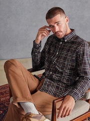 Black Signature Brushed Flannel Check Shirt - Image 3 of 7
