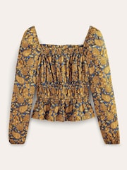 Boden Blue Ruched Waist Peplum Top - Image 8 of 8