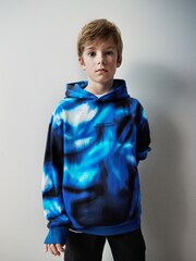 Blue Digital Print Hoodie (3-16yrs) - Image 1 of 7