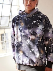 Black Space Digital Print Hoodie (3-16yrs) - Image 1 of 6