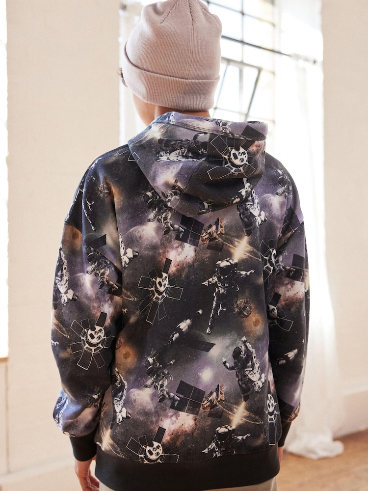 Black Space Digital Print Hoodie (3-16yrs) - Image 2 of 6