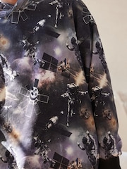 Black Space Digital Print Hoodie (3-16yrs) - Image 3 of 6