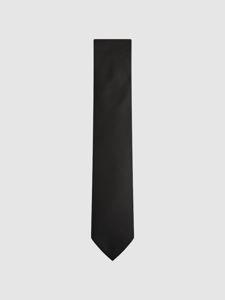Reiss Black Ceremony Textured Silk-Blend Tie - Image 1 of 5
