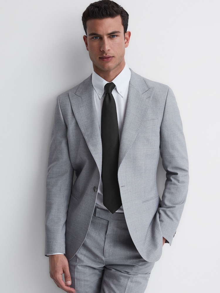 Reiss Black Ceremony Textured Silk-Blend Tie - Image 2 of 5
