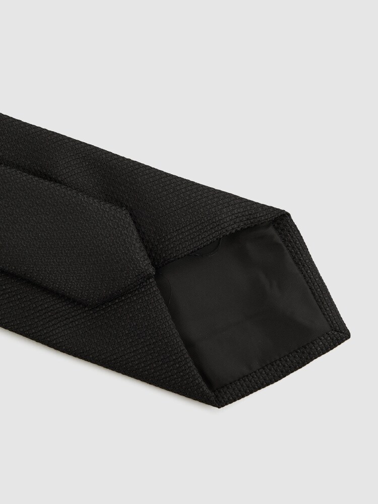 Reiss Black Ceremony Textured Silk-Blend Tie - Image 4 of 5