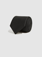 Reiss Black Ceremony Textured Silk-Blend Tie - Image 6 of 10