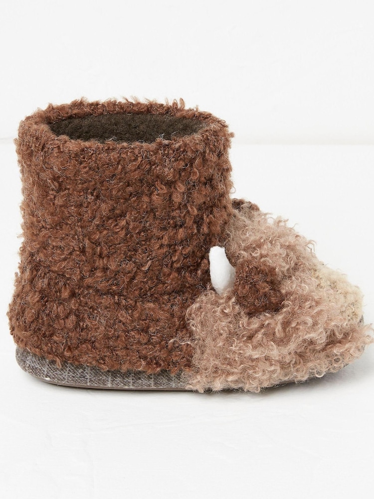 FatFace Brown Hamish Cow Slipper Boots - Image 1 of 4