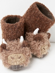 FatFace Brown Hamish Cow Slipper Boots - Image 2 of 4