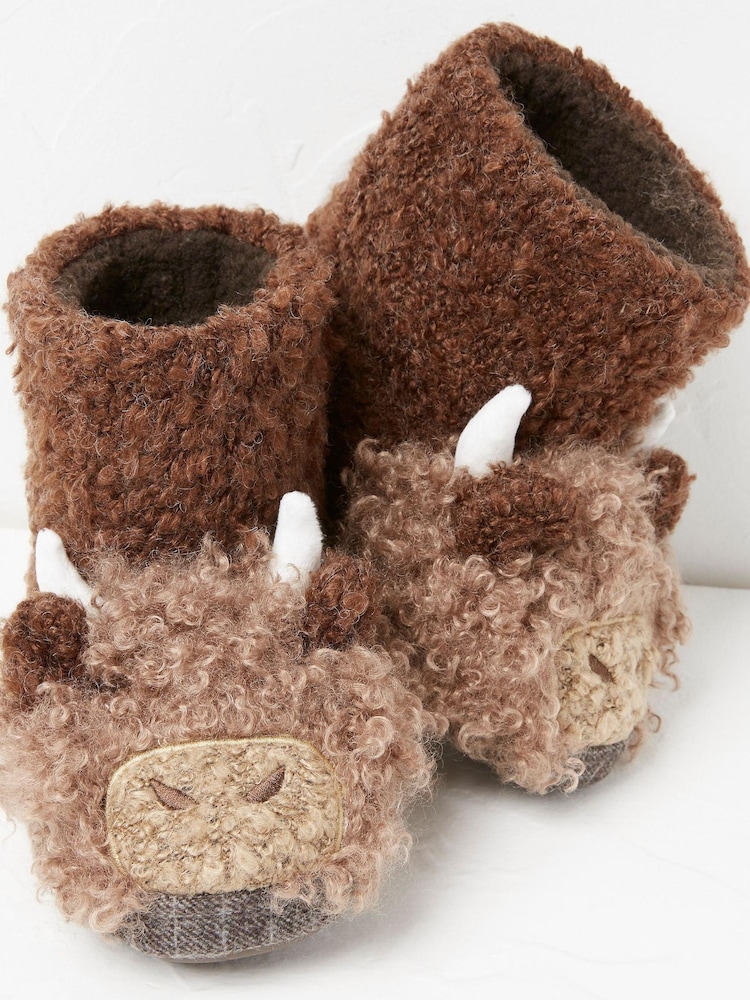 FatFace Brown Hamish Cow Slipper Boots - Image 2 of 4