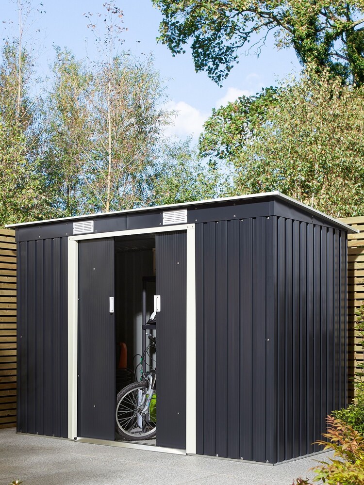 Rowlinson Grey Garden Trentvale Metal Pent Shed - Image 1 of 4
