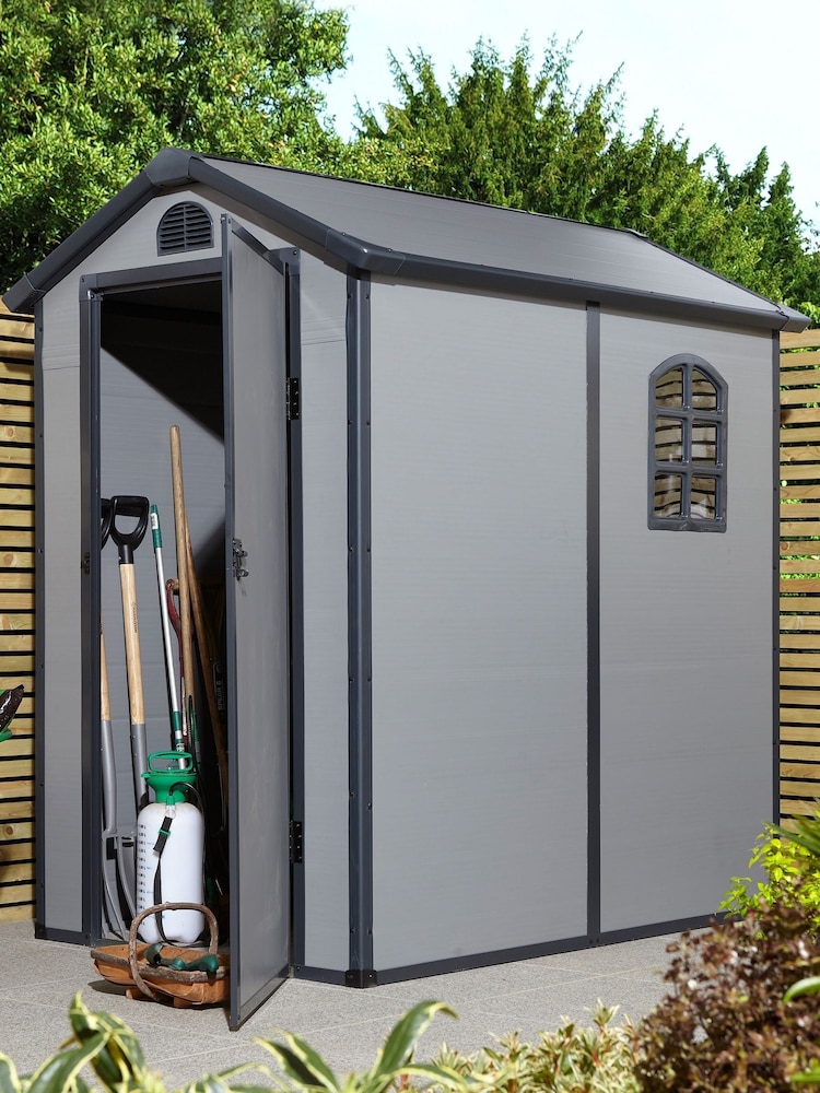 Rowlinson Garden Products Light Grey Airevale Shed 4x6 - Image 1 of 4