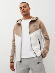 Nike Khaki/White Tech Fleece Zip-Up Hoodie - Image 1 of 5