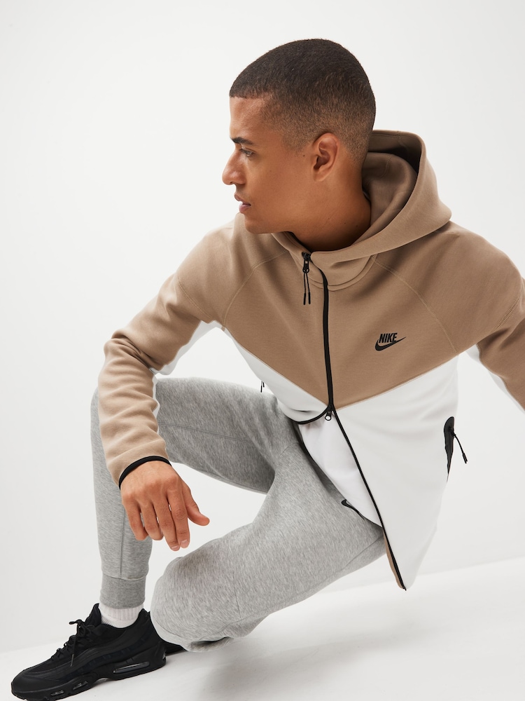 Nike Khaki/White Tech Fleece Zip-Up Hoodie - Image 2 of 5