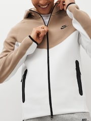 Nike Khaki/White Tech Fleece Zip-Up Hoodie - Image 3 of 5