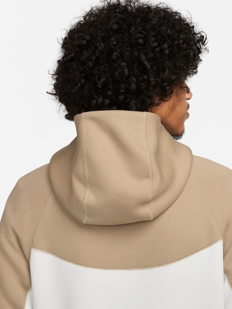 Nike Khaki/White Tech Fleece Zip-Up Hoodie - Image 4 of 5
