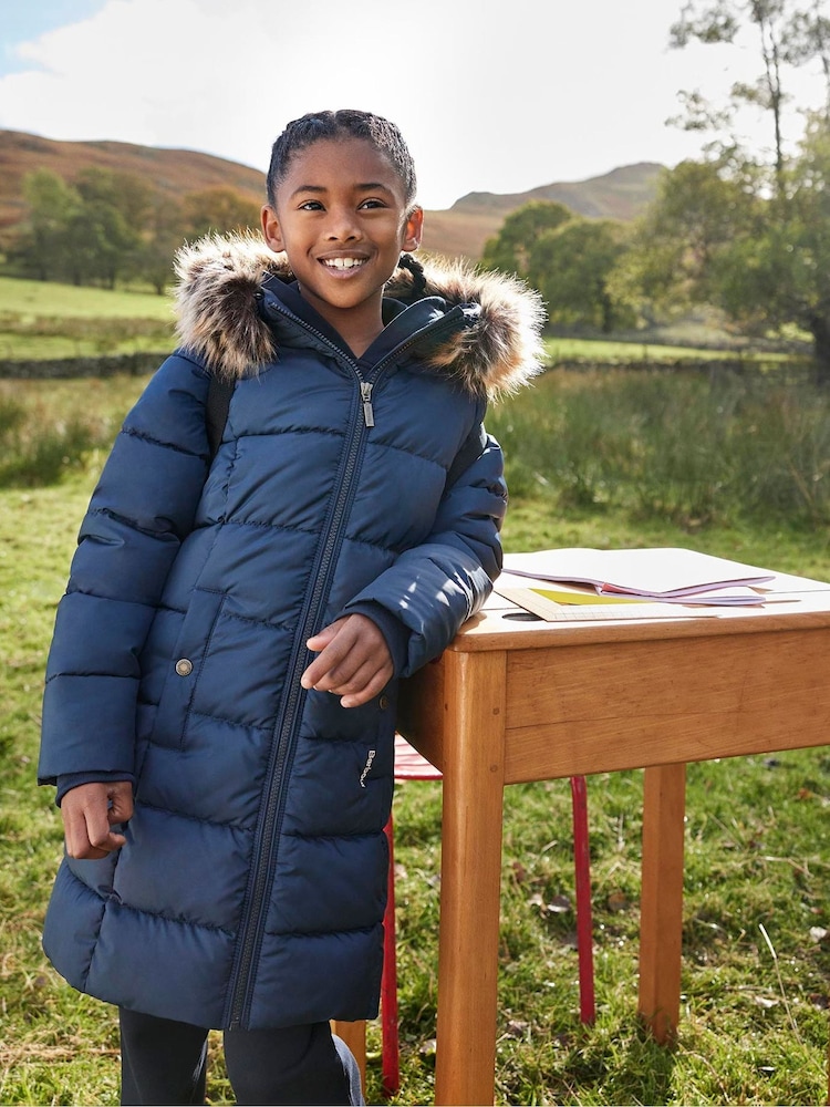 Barbour® Navy Barbour® Girls Navy Rosoman Hooded Quilted Jacket - Image 1 of 11