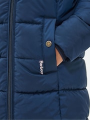 Barbour® Navy Barbour® Girls Navy Rosoman Hooded Quilted Jacket - Image 10 of 11