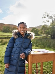 Barbour® Navy Barbour® Girls Navy Rosoman Hooded Quilted Jacket - Image 2 of 11