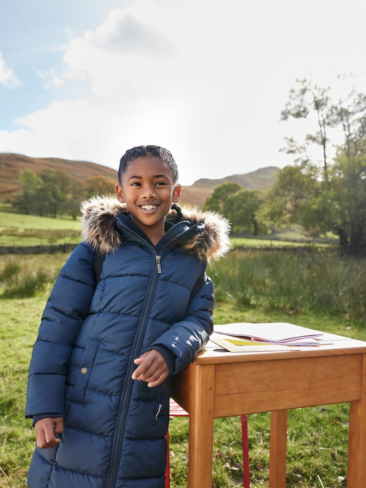 Barbour® Navy Barbour® Girls Navy Rosoman Hooded Quilted Jacket - Image 2 of 11
