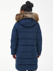 Barbour® Navy Barbour® Girls Navy Rosoman Hooded Quilted Jacket - Image 7 of 11