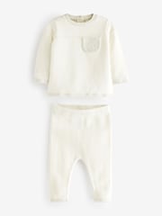 White Knitted Baby Jumper & Legging Set (0mths-2yrs) - Image 4 of 6