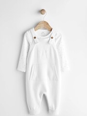 White Knitted Baby Dungarees And Bodysuit Set (0mths-2yrs) - Image 1 of 8
