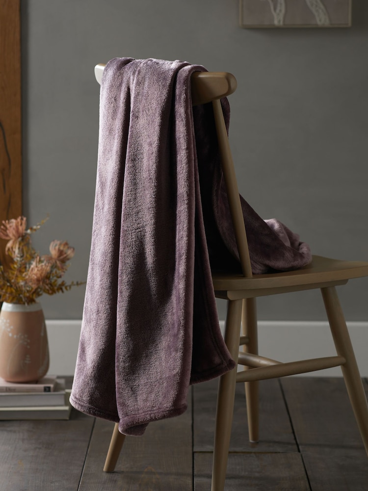 Purple Teddy Plush Fleece Throw - Image 1 of 6