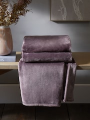 Purple Teddy Plush Fleece Throw - Image 2 of 6