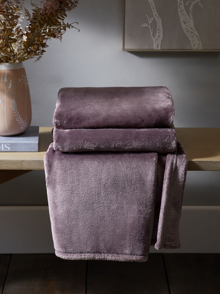 Purple Teddy Plush Fleece Throw - Image 2 of 6