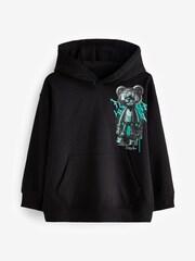 Black Metallic Bear Graphic Hoodie (3-16yrs) - Image 1 of 3