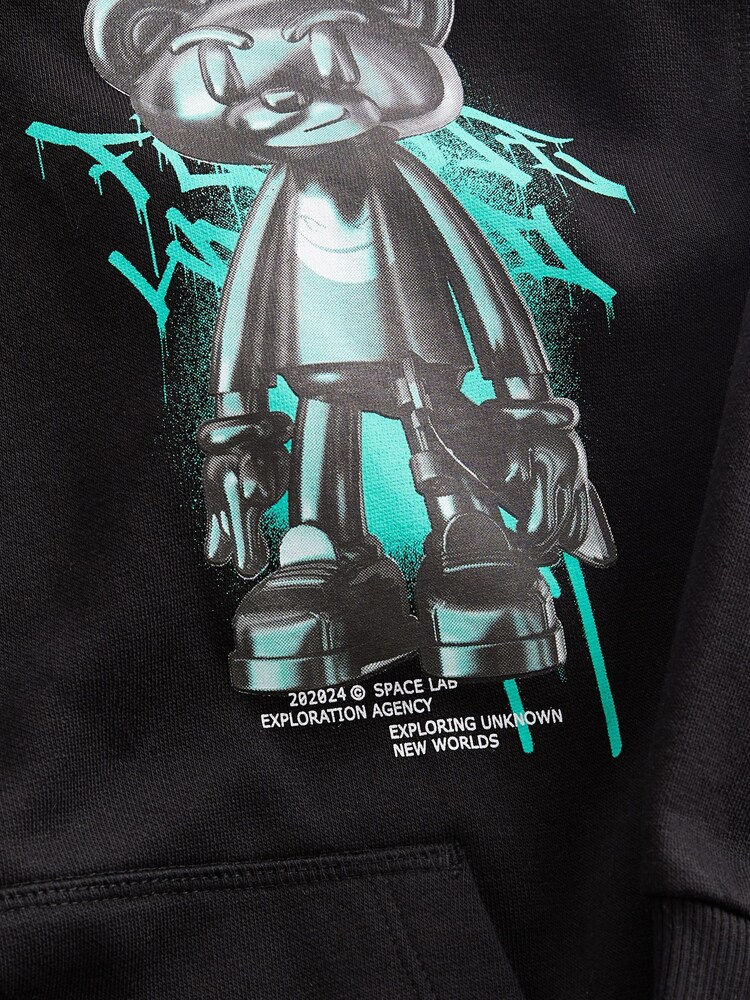Black Metallic Bear Graphic Hoodie (3-16yrs) - Image 3 of 3