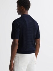 Reiss Navy Ubud Half-Zip Textured Polo T-Shirt - Image 5 of 5