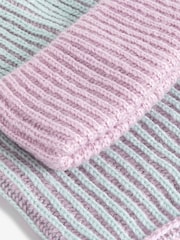 Lilac Purple/Mint Green Colourblock Hat & Scarf Set 1-16yrs (1-13yrs) - Image 2 of 2