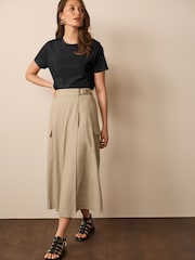 Natural Tailored Utility Detail Midi Skirt - Image 1 of 6