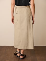 Natural Tailored Utility Detail Midi Skirt - Image 3 of 6