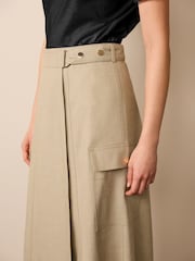 Natural Tailored Utility Detail Midi Skirt - Image 4 of 6
