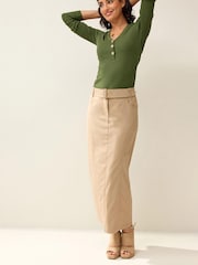 Natural Tailored Belted Column Skirt - Image 1 of 6