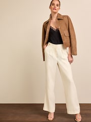 Cream Tailored Wide Leg Trousers - Image 1 of 6