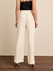 Cream Tailored Wide Leg Trousers - Image 3 of 6