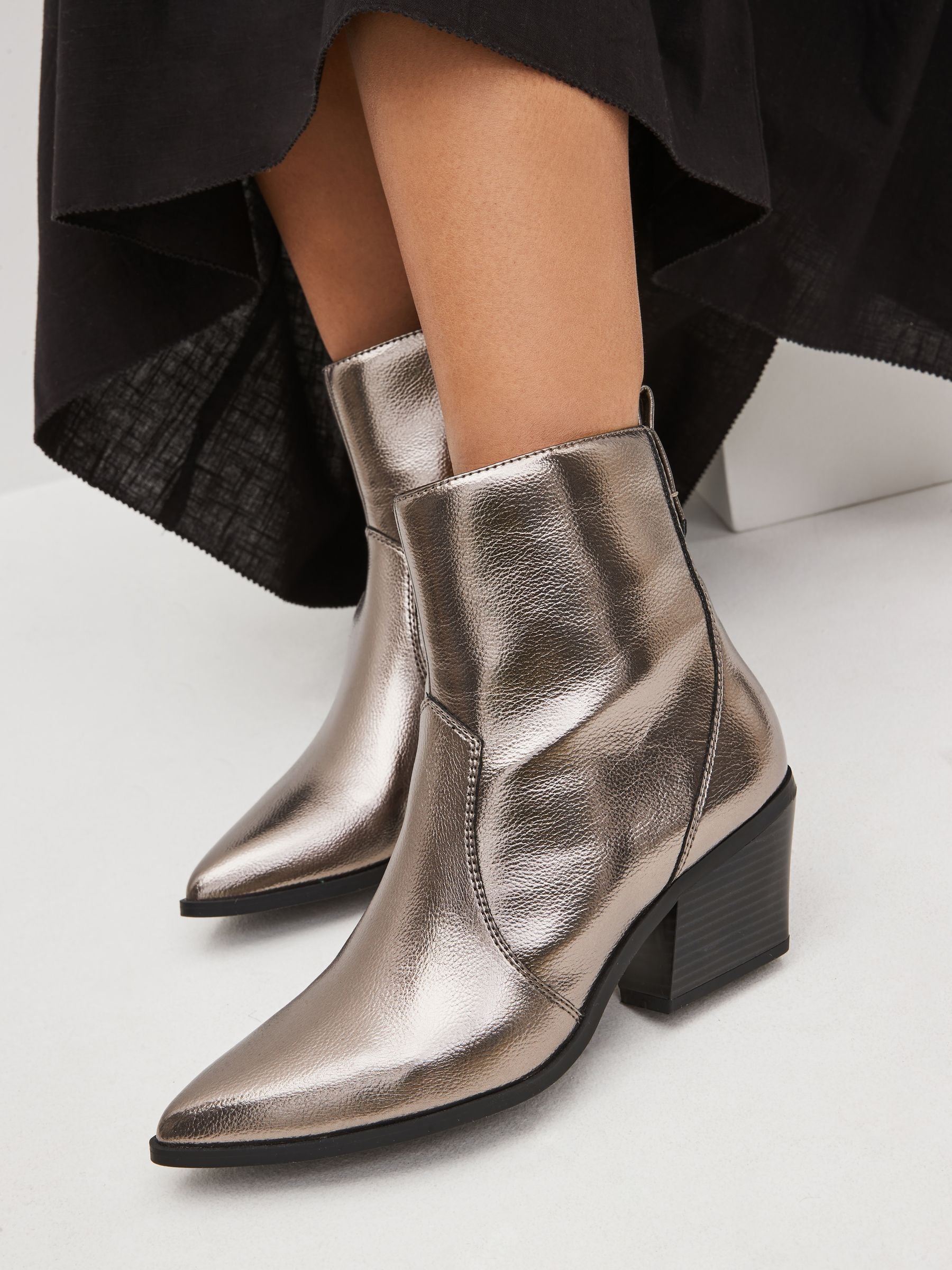 Silver ankle boots next online