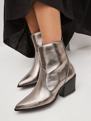 Pewter Silver Standard/Wide Fit Forever Comfort® Cowboy Western Ankle Boots - Image 2 of 7